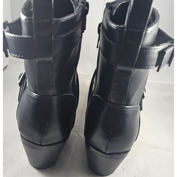 Black Lace-Up Ankle Boots With Buckle Strap & Zipper Closure size 8.5 - Picture 8 of 8